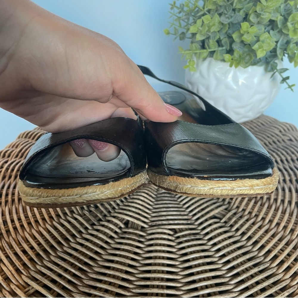Cole Haan Black Peep-Toe Slingback Wedges - Picture 14 of 15